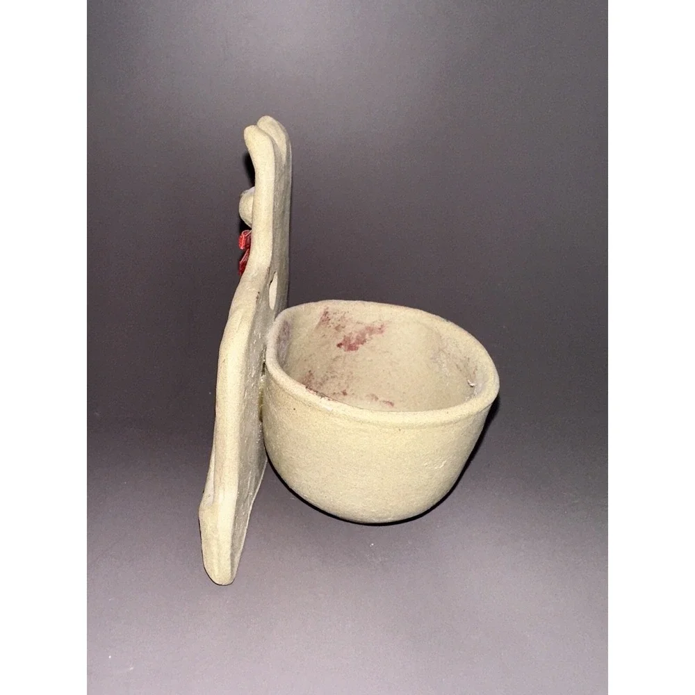 Vintage Olympic Pottery Cat Candle Tea light Holder Feline Kitten Cut Out Heart